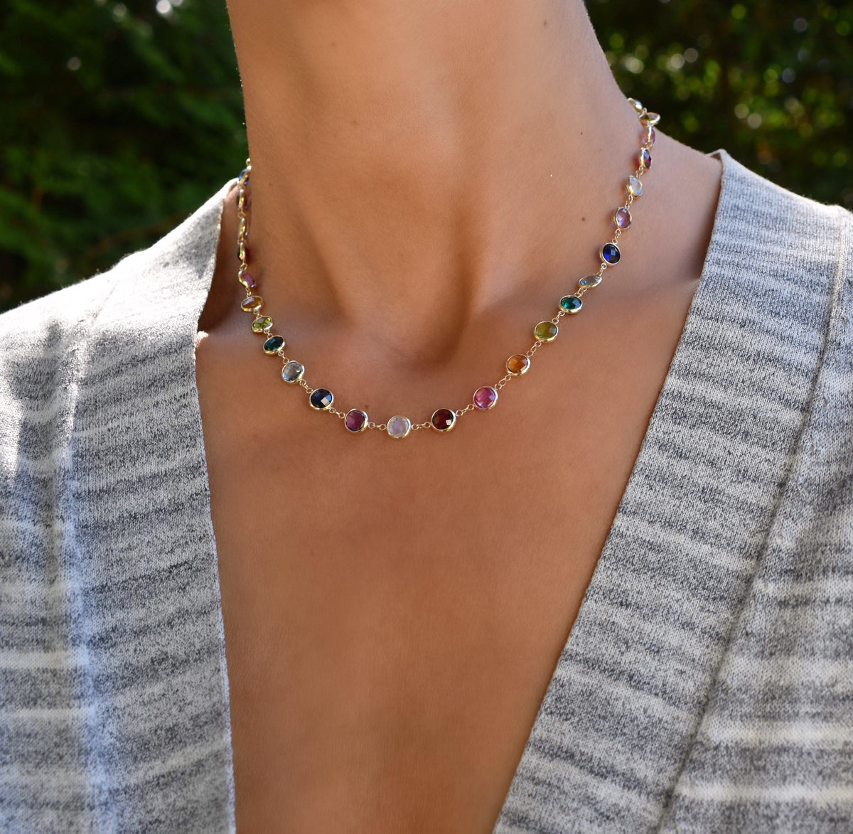 Rainbow Newport Grand Necklace in 14k Gold