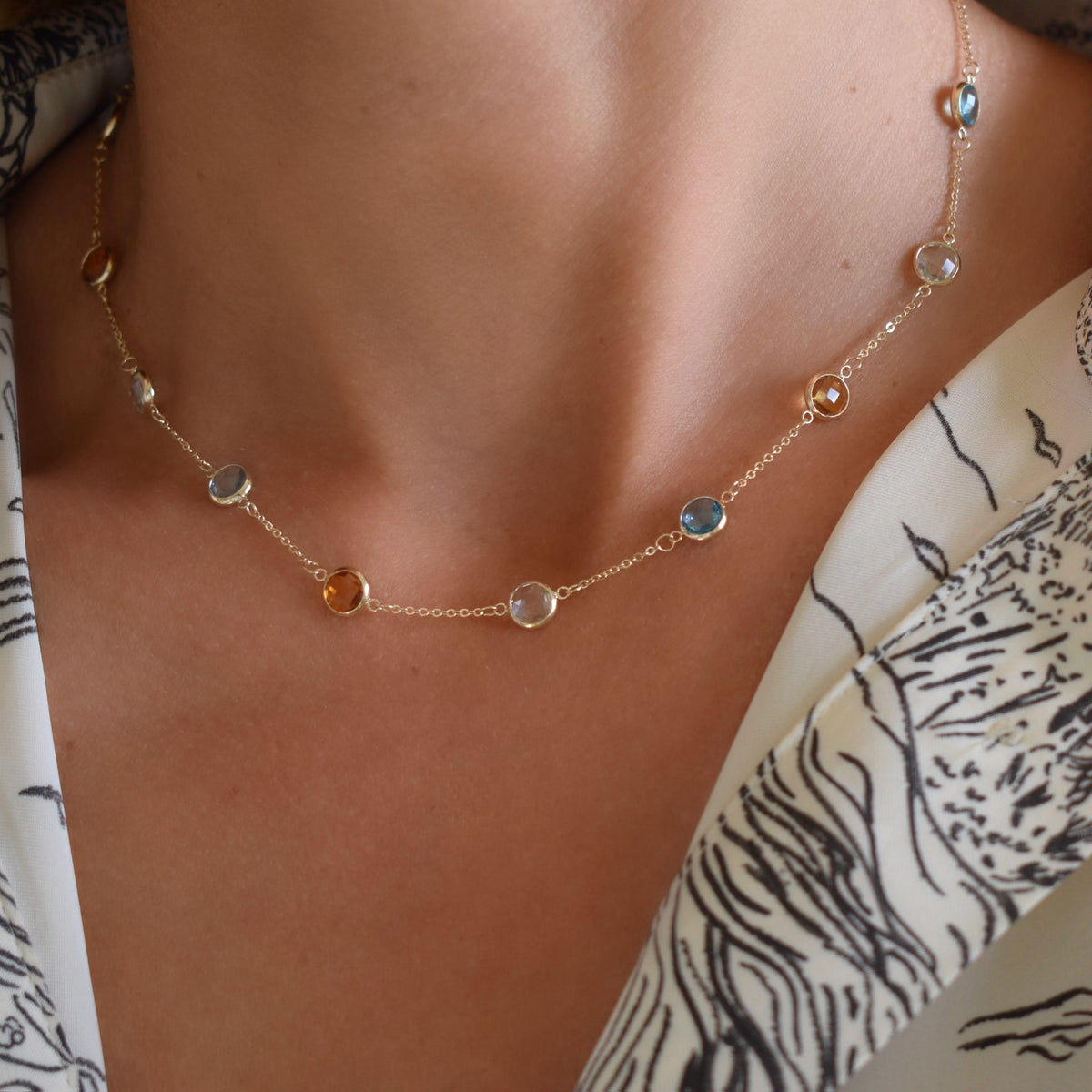 Bayberry Grand 11 Birthstone Necklace in 14k Gold