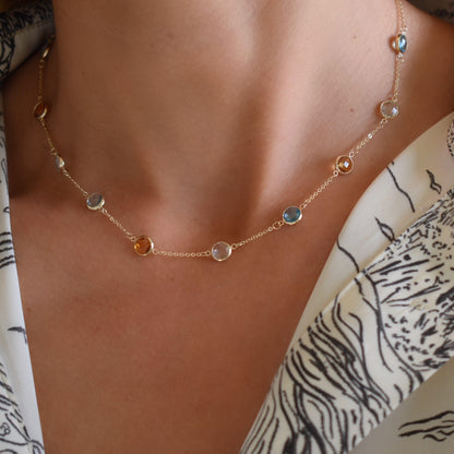 Bayberry Grand 11 Birthstone Necklace in 14k Gold