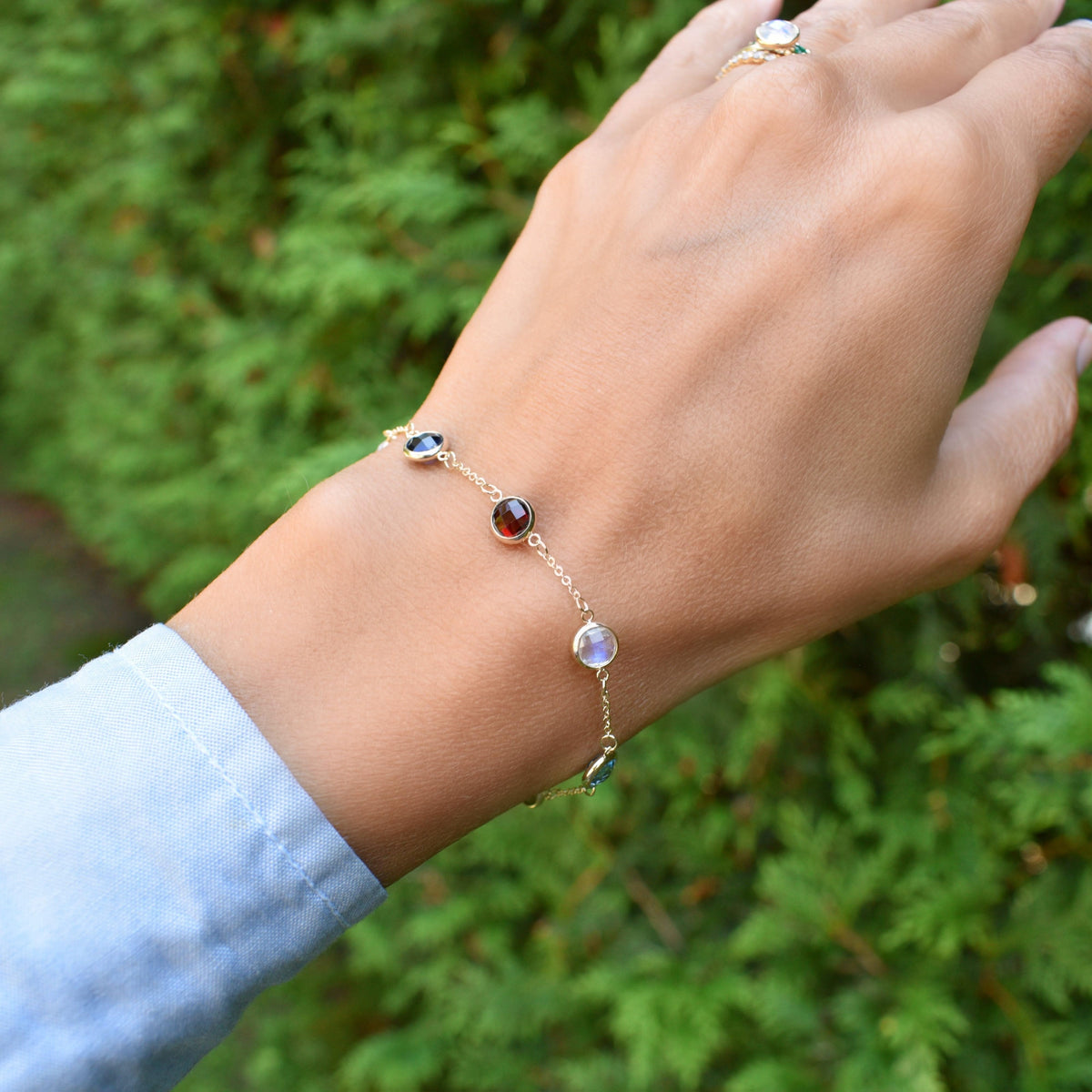 Grand 7 Birthstone Bracelet in 14k Gold