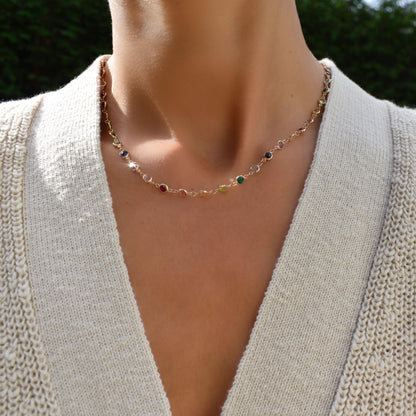 Rainbow Newport Necklace in 14k Gold