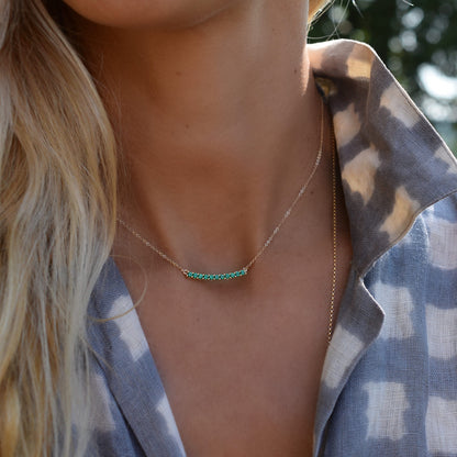 Rosecliff Emerald Bar Necklace in 14k Gold (May)