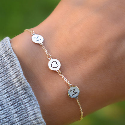 Mom Heart Bracelet in 14k Gold