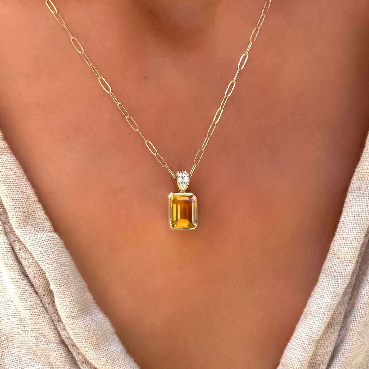 Warren Birthstone Pendant with Diamond Bail in 14k Gold