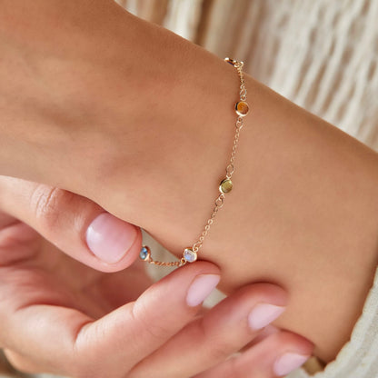 Petite 5 Birthstone Bracelet in 14k Gold