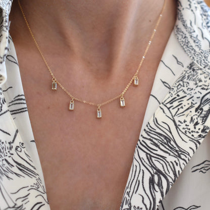 Providence 5 White Topaz Drop Necklace in 14k Gold (April)