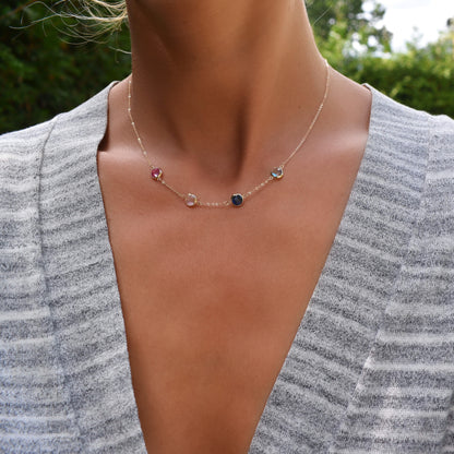 Grand 4 Birthstone Necklace in 14k Gold