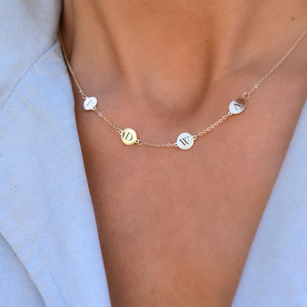 4 Letter Necklace in 14k Gold (Double Spacing)