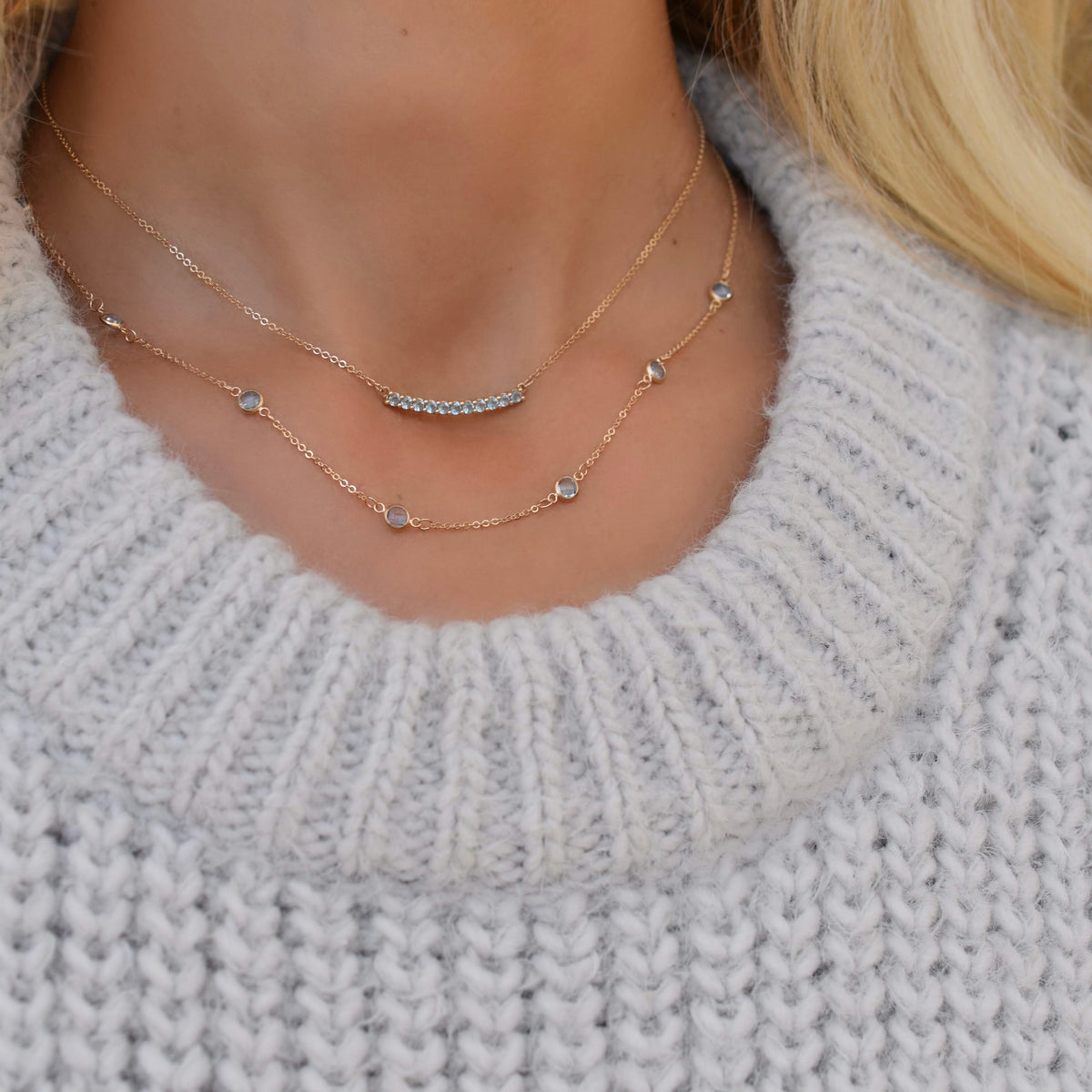 Rosecliff Nantucket Blue Topaz Bar Necklace (December)