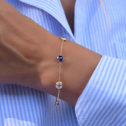 Grand 5 Birthstone Bracelet in 14k Gold