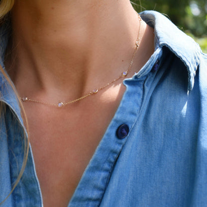 Bayberry 11 Moonstone Necklace in 14k Gold (June)