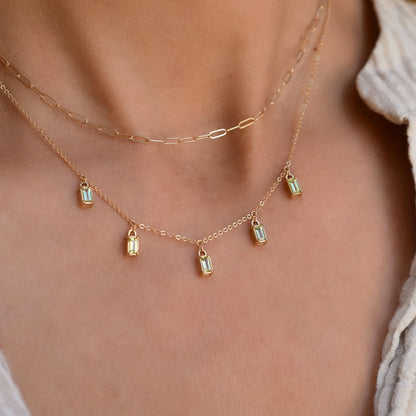 Providence 5 Peridot Drop Necklace in 14k Gold (August)