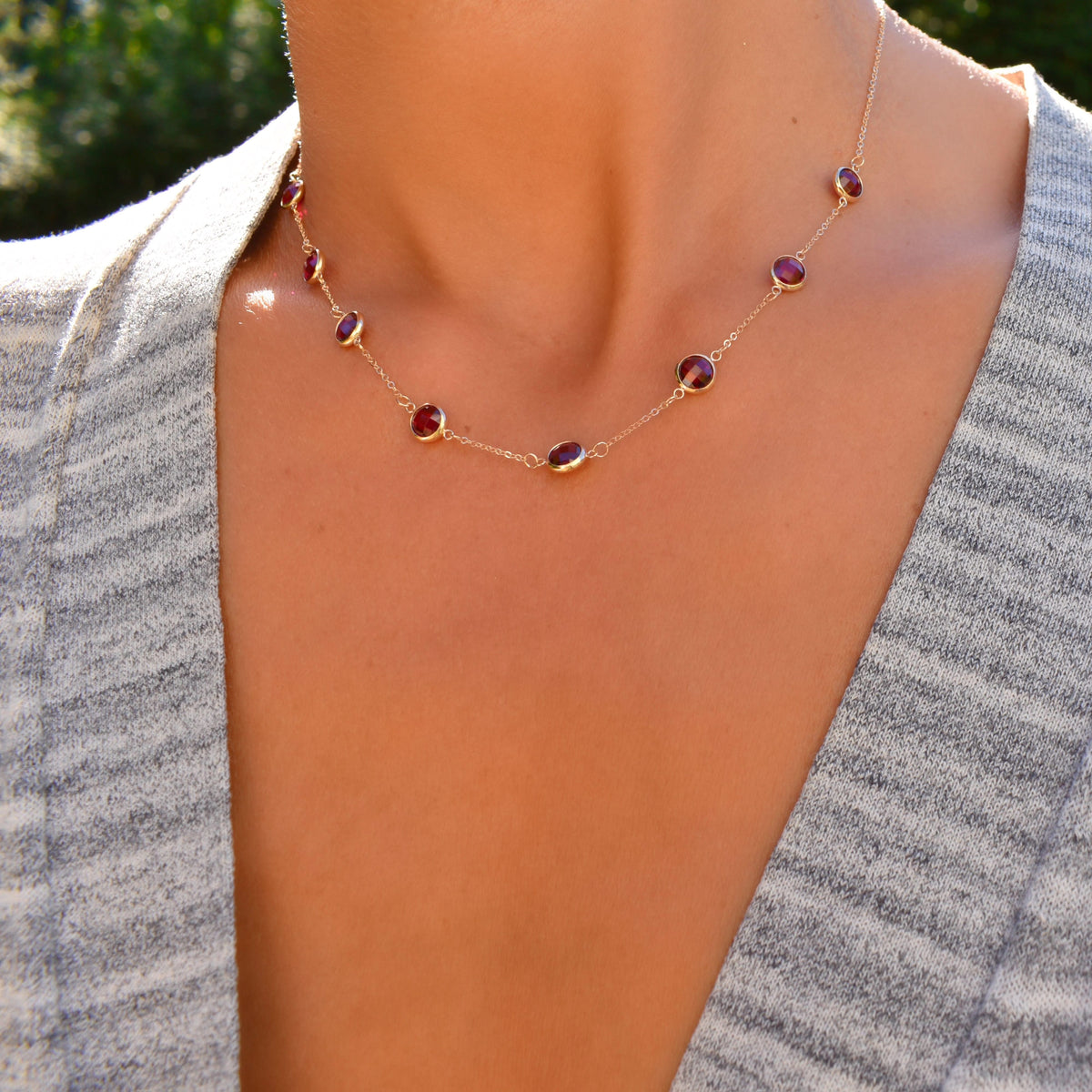 Grand 8 Birthstone Necklace in 14k Gold