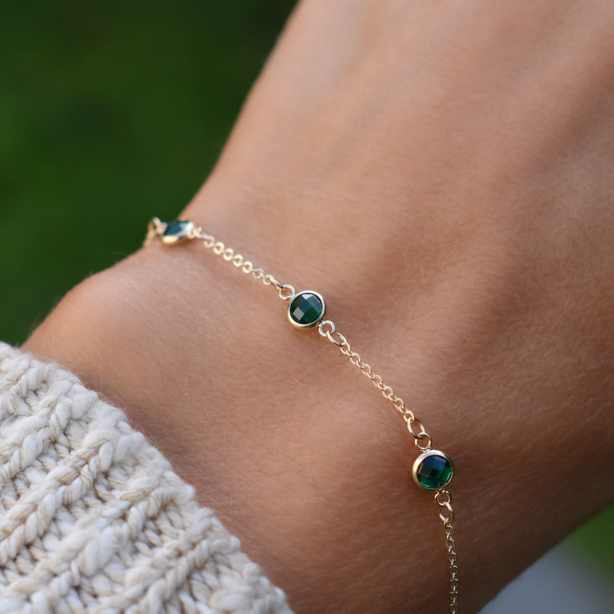 Bayberry 3 Emerald Bracelet in 14k Gold (May)