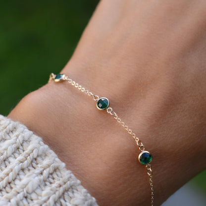 Bayberry 3 Emerald Bracelet in 14k Gold (May)