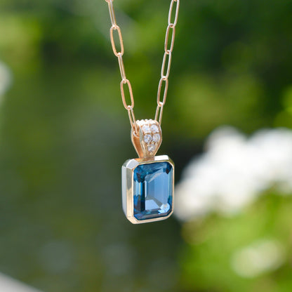 Warren Birthstone Pendant with Diamond Bail in 14k Gold