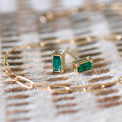 Providence Emerald Stud Earrings in 14k Gold (May)