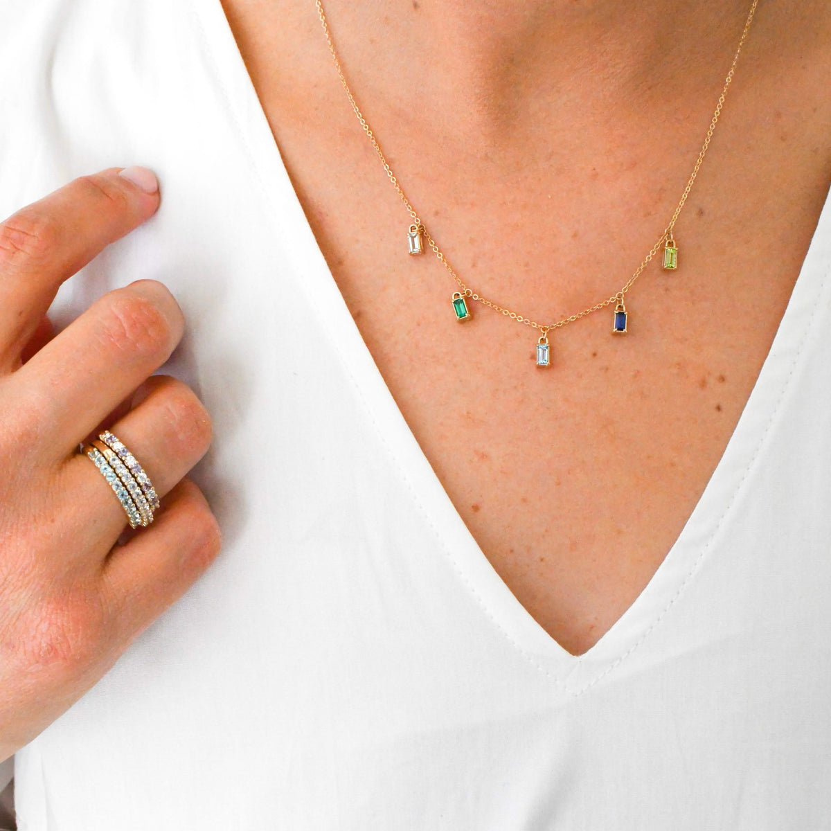 Providence 5 Birthstone Drop Necklace in 14k Gold