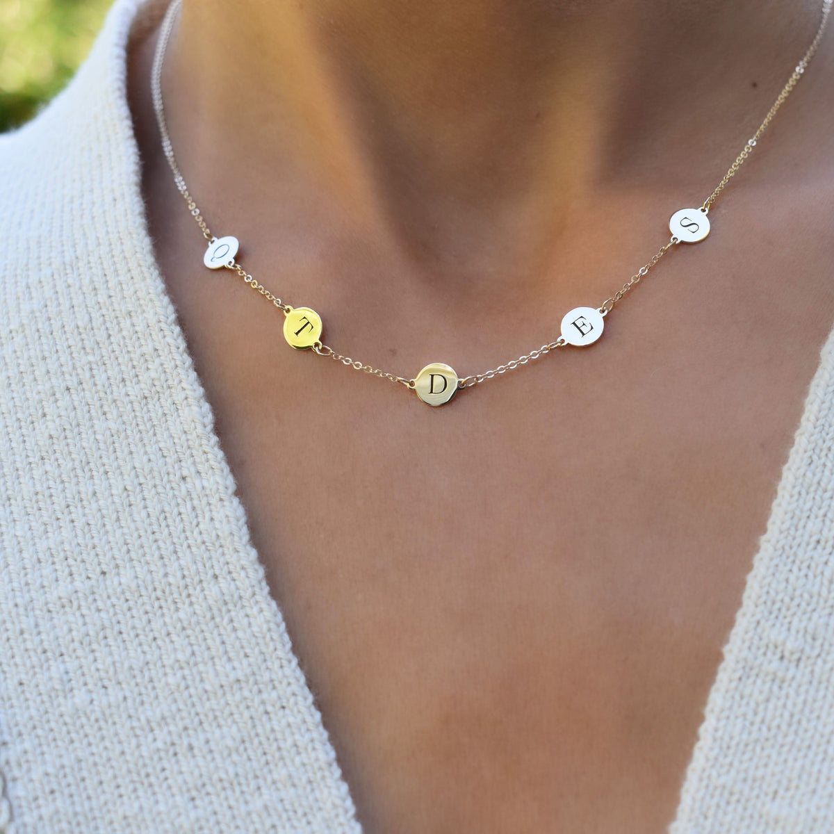 5 Letter Necklace in 14k Gold (Double Spacing)