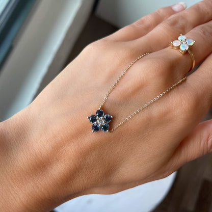 Greenwich Flower Alexandrite & Diamond Necklace in 14k Gold (June)