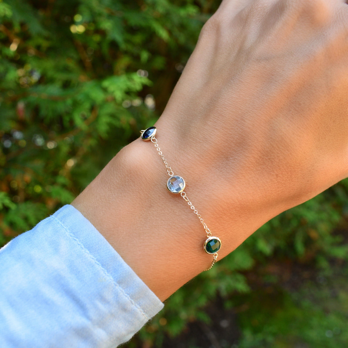 Grand 3 Birthstone Bracelet in 14k Gold