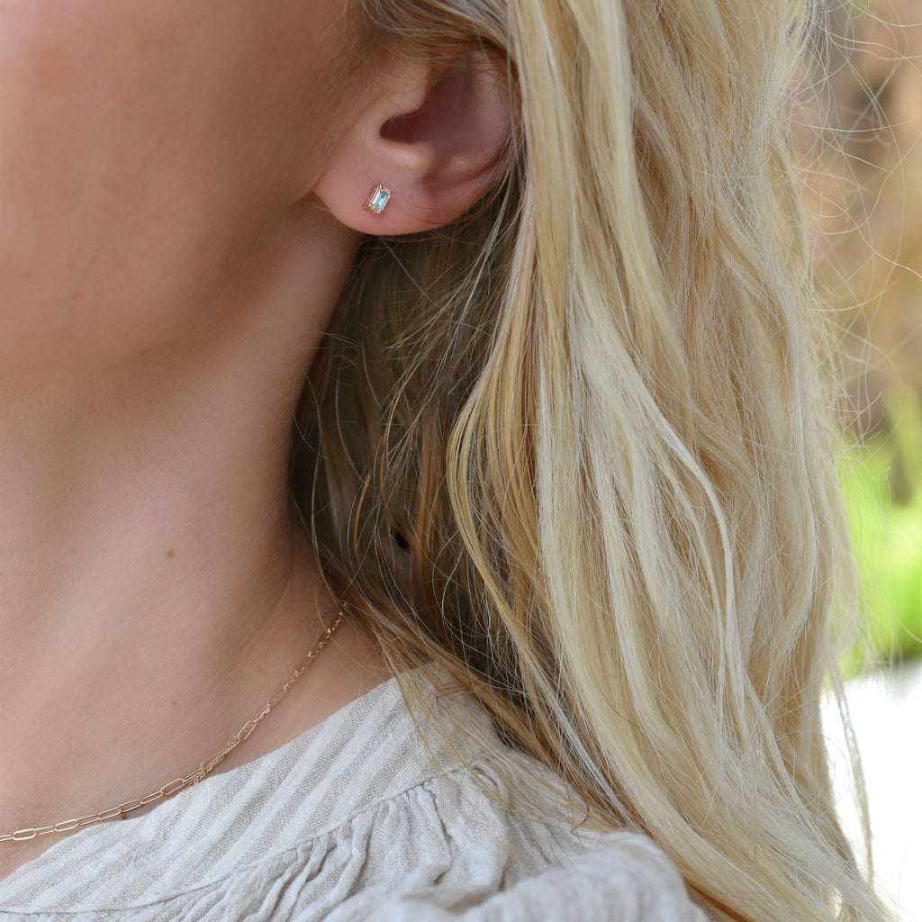 Providence Nantucket Blue Topaz Stud Earrings in 14k Gold (December)