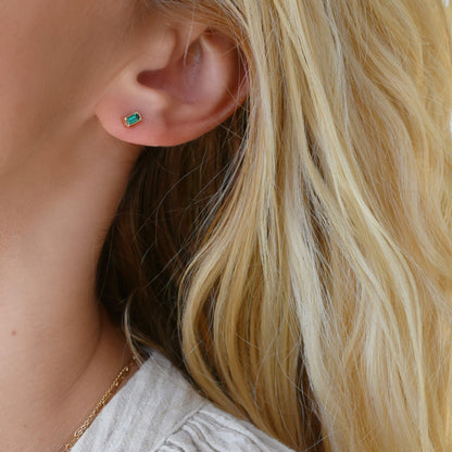 Providence Emerald Stud Earrings in 14k Gold (May)
