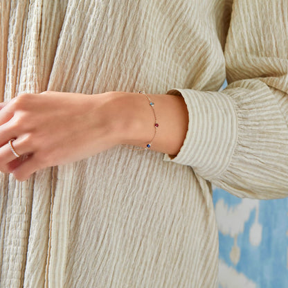 Petite 4 Birthstone Bracelet in 14k Gold