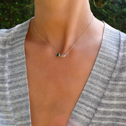 Grand 2 Connected Birthstone Necklace in 14k Gold