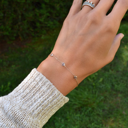 Bayberry 3 Aquamarine Bracelet in 14k Gold (March)