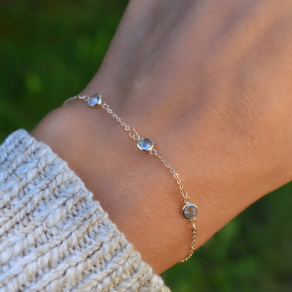 Bayberry 3 Nantucket Blue Topaz Bracelet in 14k Gold (December)