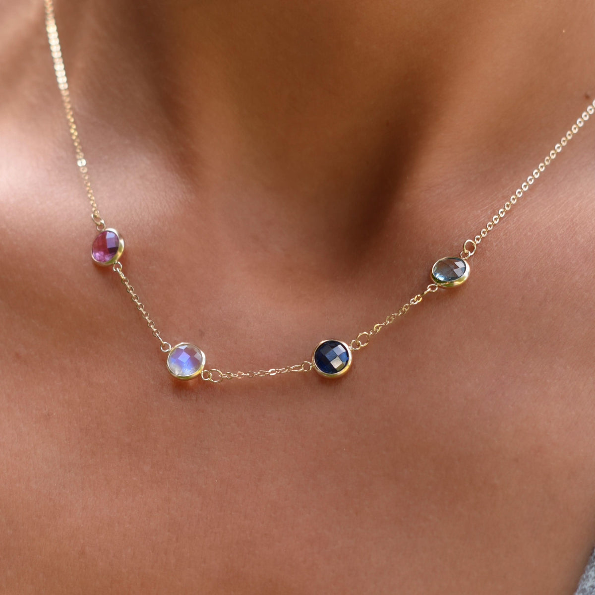 Grand 4 Birthstone Necklace in 14k Gold