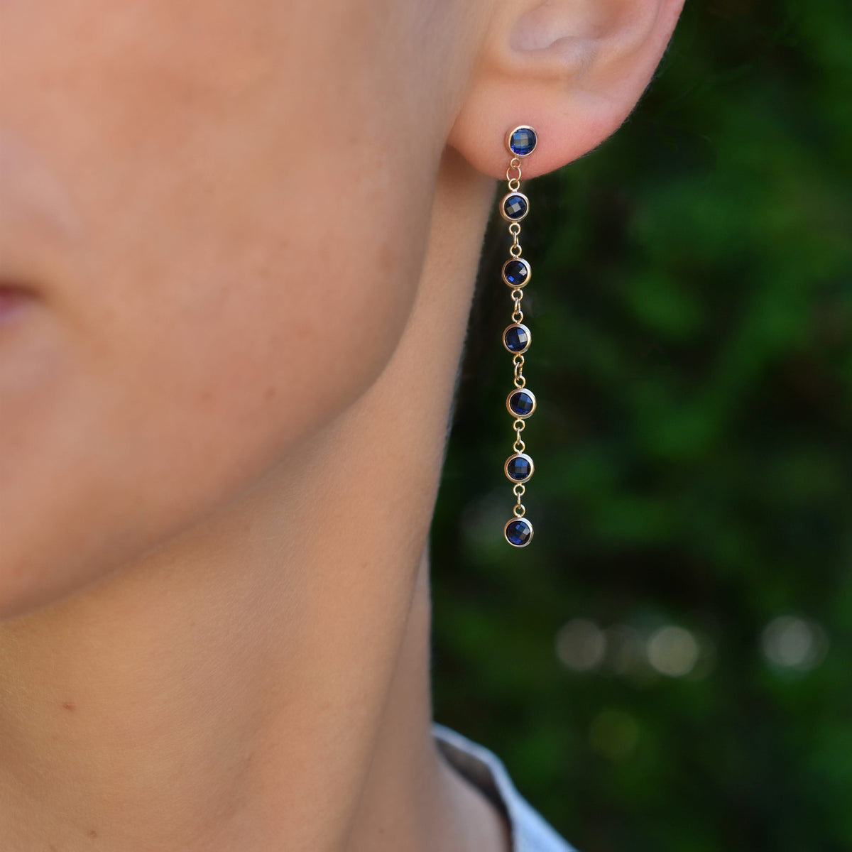 Petite 7 Birthstone Earrings in 14k Gold