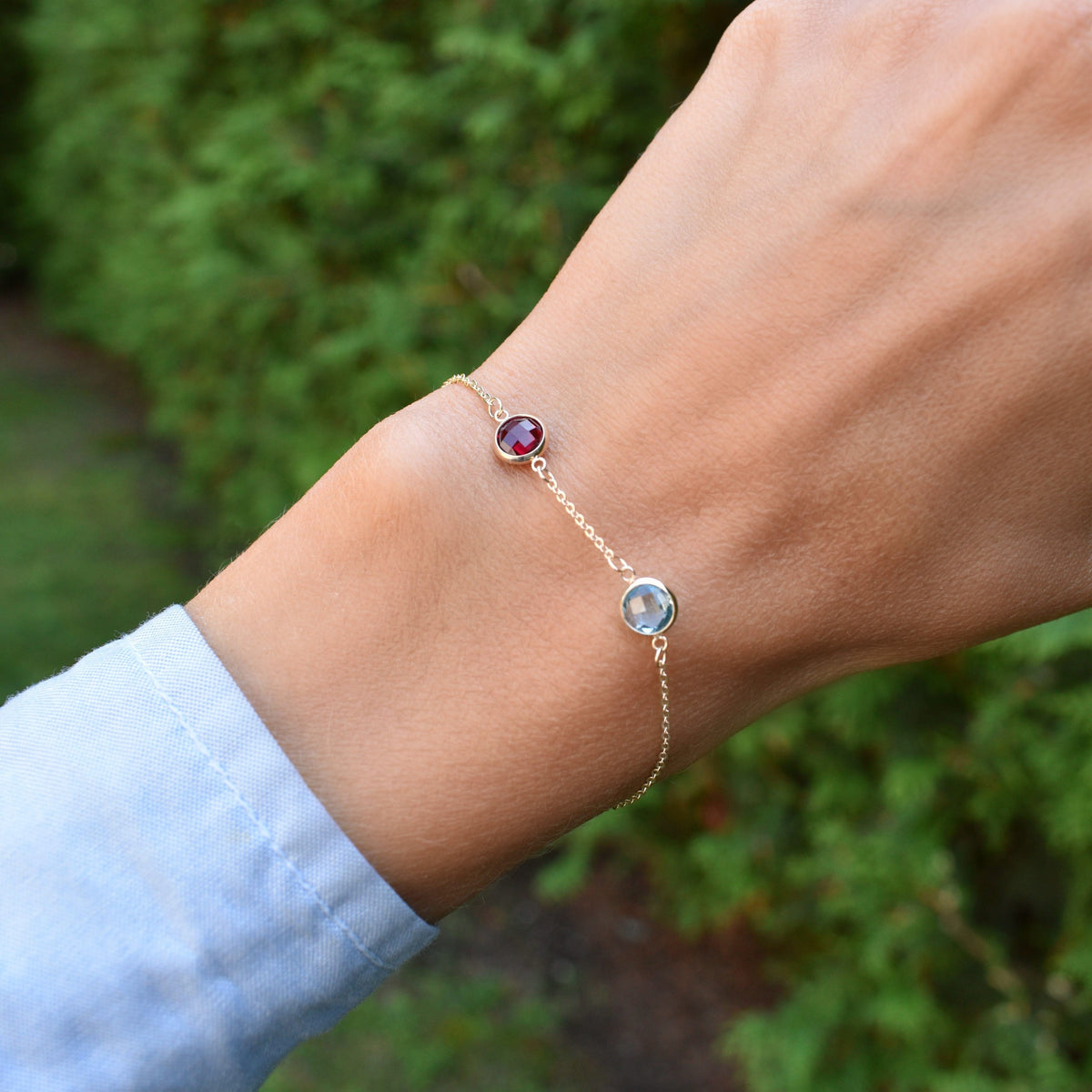 Grand 2 Birthstone Bracelet in 14k Gold