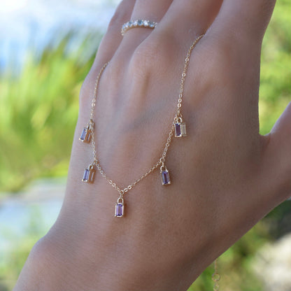 Providence 5 Amethyst Drop Necklace in 14k Gold (February)