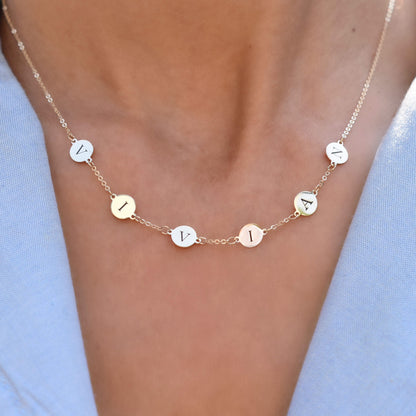 6 Letter Necklace in 14k Gold (Single Spacing)