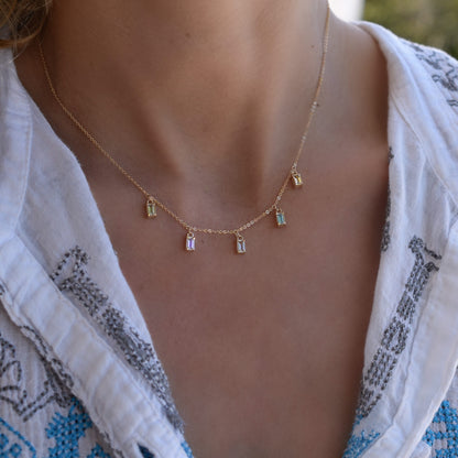 Providence 5 Birthstone Drop Necklace in 14k Gold