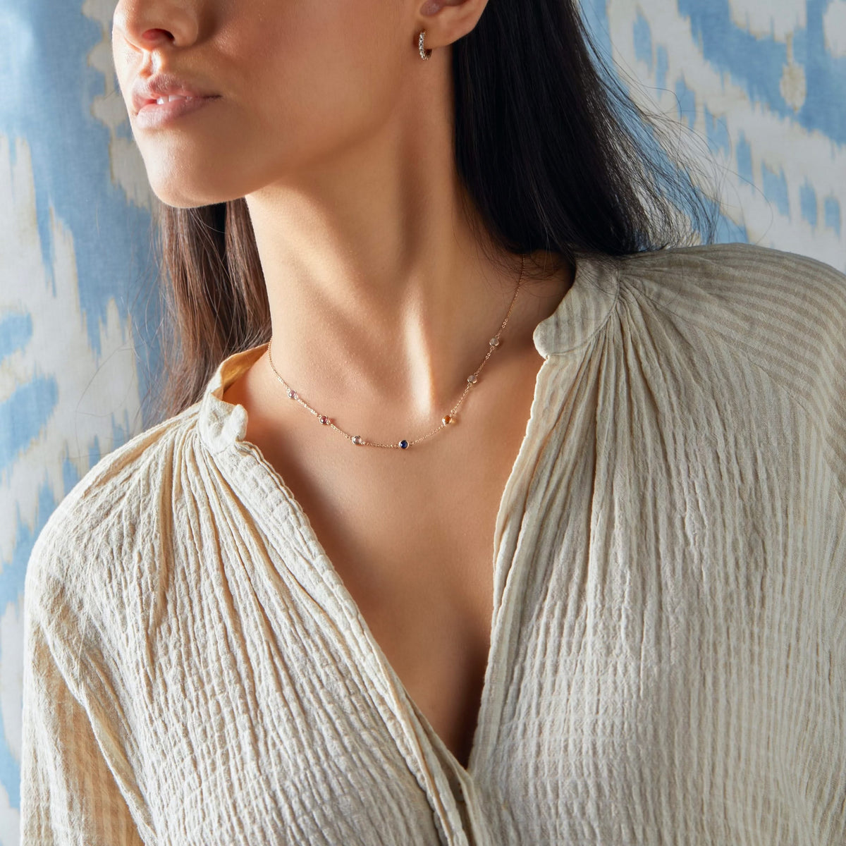 Petite 7 Birthstone Necklace in 14k Gold