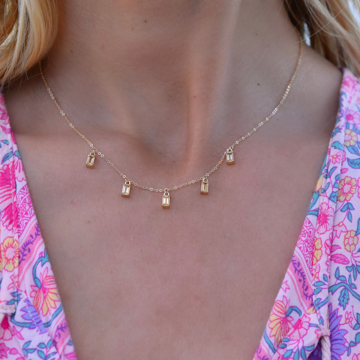 Providence 5 Citrine Drop Necklace in 14k Gold (November)