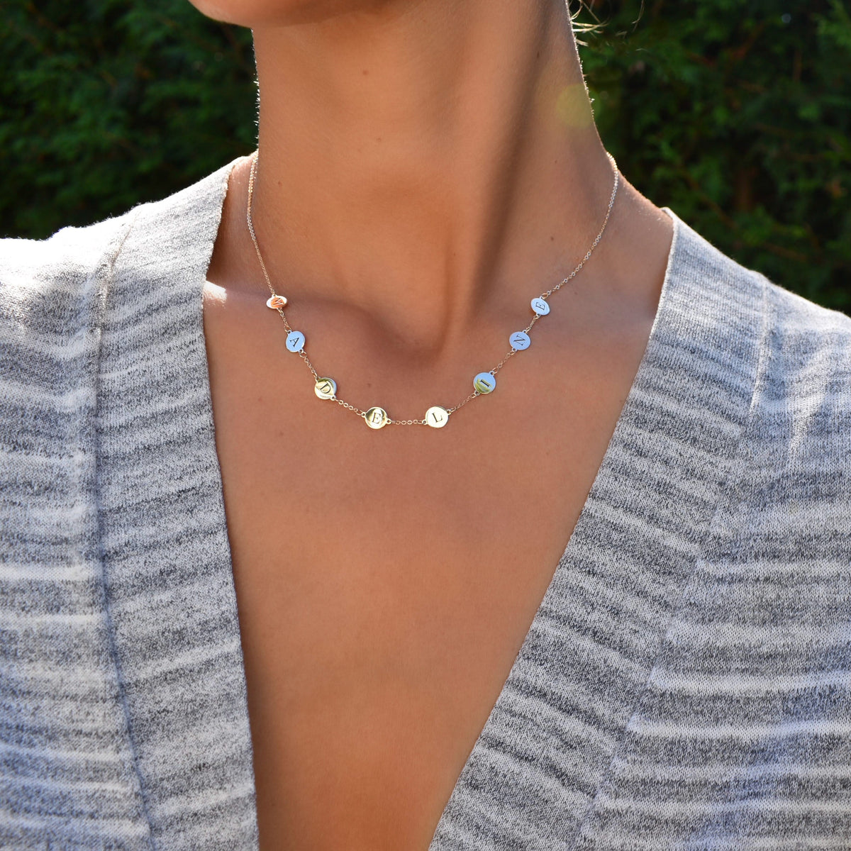 8 Letter Necklace in 14k Gold (Single Spacing)