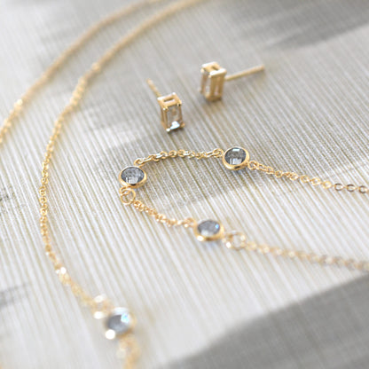 Bayberry 3 Aquamarine Bracelet in 14k Gold (March)