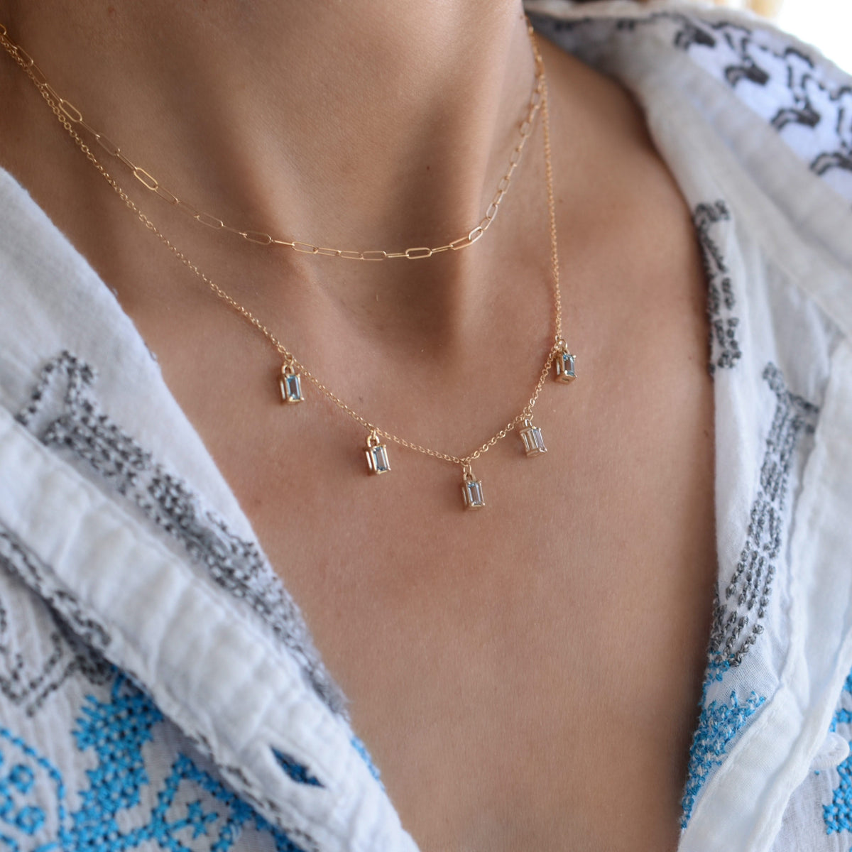 Providence 5 Nantucket Blue Topaz Drop Necklace in 14k Gold (December)