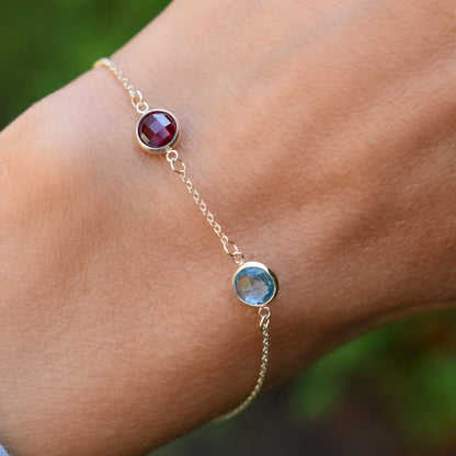 Grand 2 Birthstone Bracelet in 14k Gold