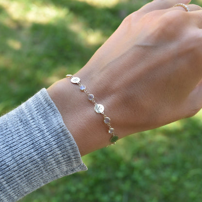 Newport 5 Letter Birthstone Bracelet in 14k Gold