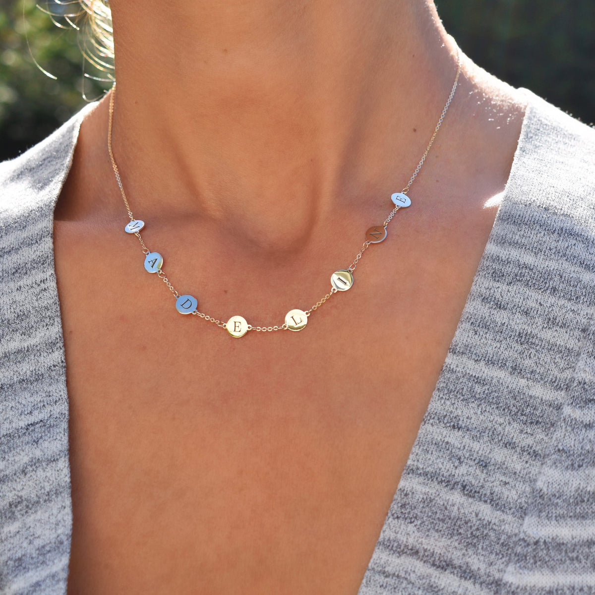 8 Letter Necklace in 14k Gold (Single Spacing)