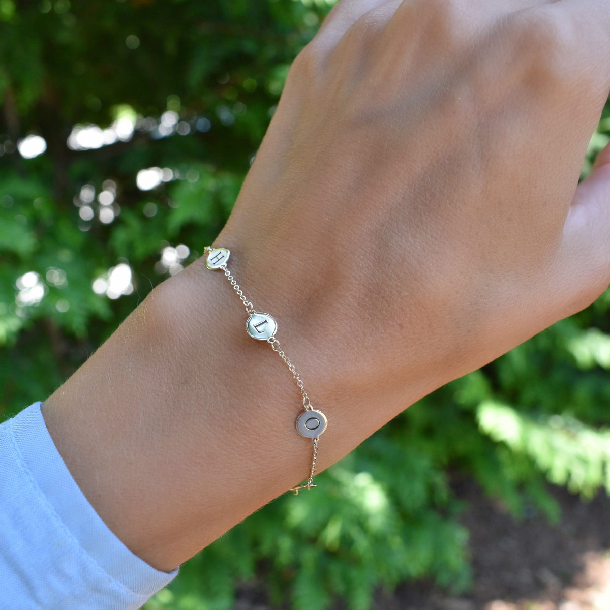5 Letter Bracelet in 14k Gold