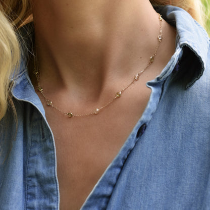 Petite 10 Birthstone Necklace in 14k Gold