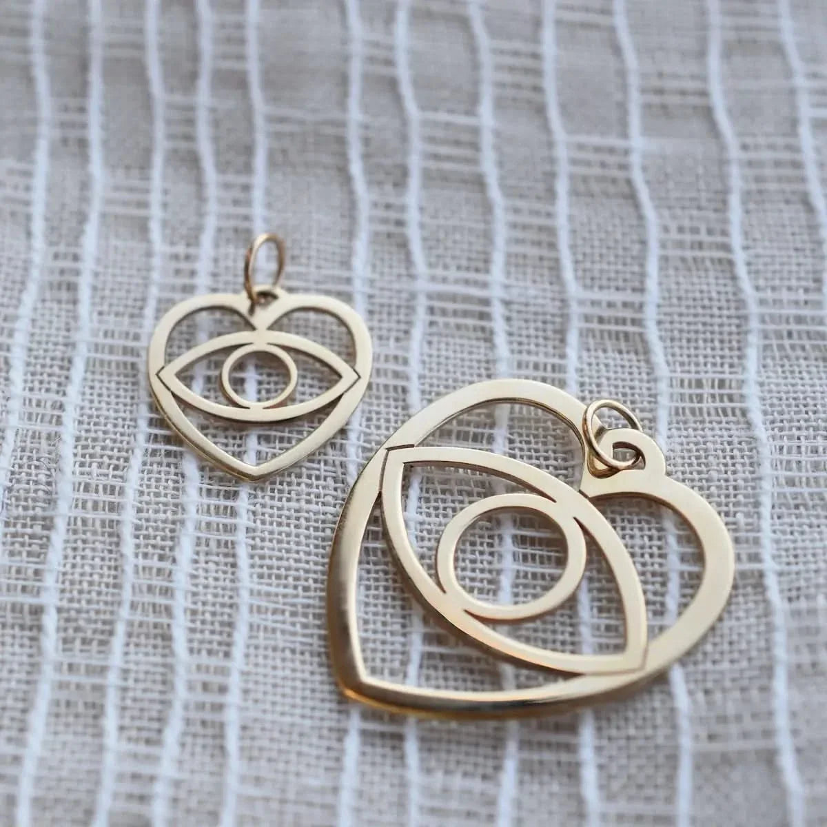 Small Flat Evil Eye Heart Pendant