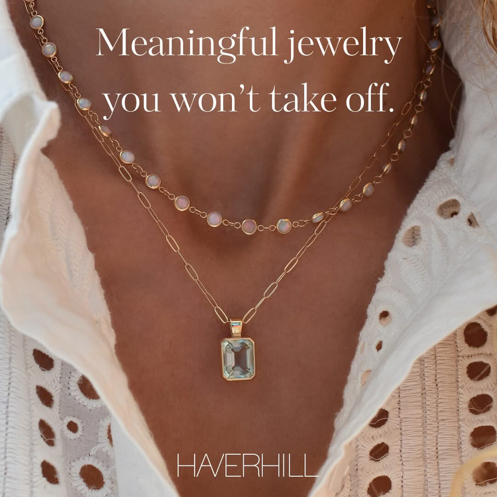 Newport Opal Necklace in 14k Gold (October)