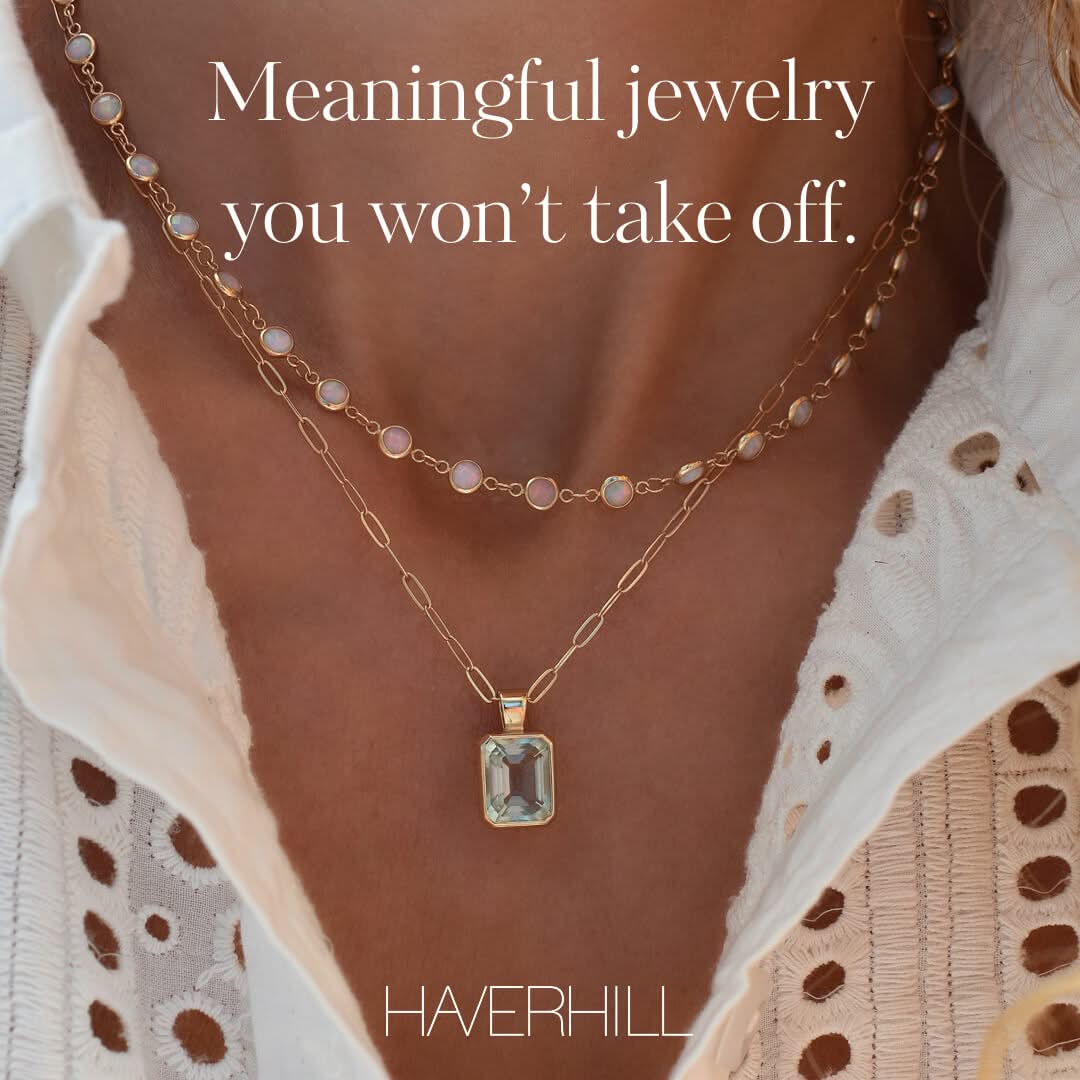 Newport Opal Necklace in 14k Gold (October)
